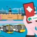 Grafik mit Bahnen und Smartphone