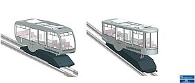 Visualisierung der zwei Fahrzeug-Formen, die nun in die engere Auswahl für die weiteren Planungen gekommen sind.