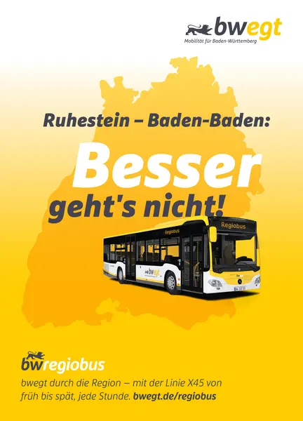 Plakatwerbung von bwegt zur Regiobuslinie X45.